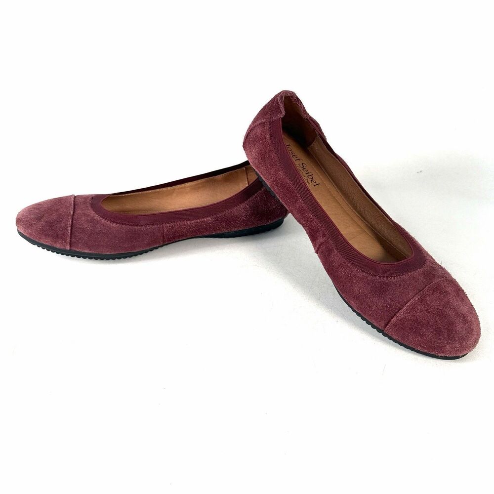 Josef Seibel Pippa 07 Women's Red Wine Suede Ballet Flats Comfort 8.5 Shoes